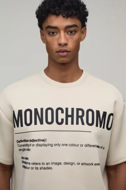 boohooMAN Ensemble T-shirt Scuba Oversize Boxy À Col Rond Et Short Décontracté Avec Impression Caoutchouc Haute Densité<Homme Survêtements