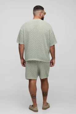 Ensemble T-shirt & short en crochet zig zag, boxy et surdimensionné