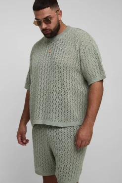 Ensemble T-shirt & short en crochet zig zag, boxy et surdimensionné
