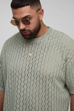 Ensemble T-shirt & short en crochet zig zag, boxy et surdimensionné