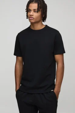 boohooMAN Ensemble t-shirt slim premium en interlock à pintucks et pantalon de jogging<Homme Ensembles|Survêtements