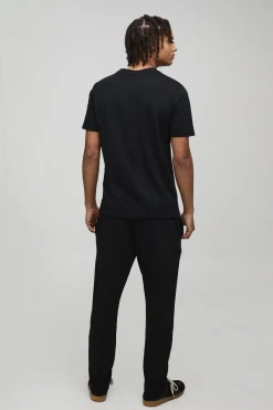 boohooMAN Ensemble t-shirt slim premium en interlock à pintucks et pantalon de jogging<Homme Ensembles|Survêtements