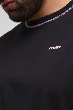 boohooMAN Ensemble T-Shirt Surdimensionné Boxy à Couture Contrastée & Short en Jersey Décontracté Plus Official Man<Homme Tout Afficher|Ensembles Grandes Tailles