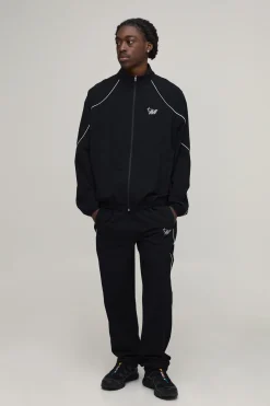 Ensemble Veste De Survêtement Et Jogger Coupe Regular Technique Avec Passepoil Contrasté
