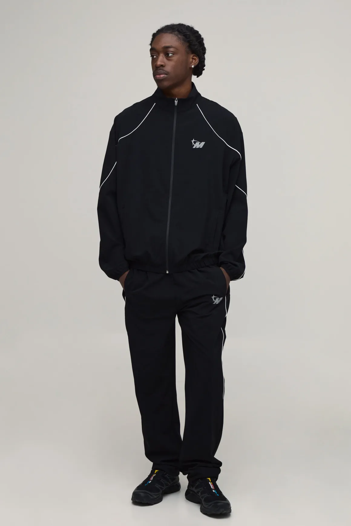 Ensemble Veste De Survêtement Et Jogger Coupe Regular Technique Avec Passepoil Contrasté