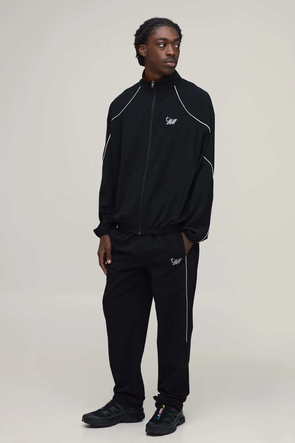 Ensemble Veste De Survêtement Et Jogger Coupe Regular Technique Avec Passepoil Contrasté