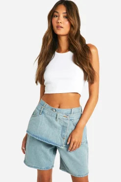 2 En 1 Shorts en Denim à Superposition