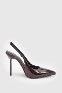 Escarpin À Bride Arrière En Cuir Effet Croco Avec Talon