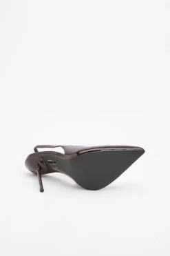 Escarpin À Bride Arrière En Cuir Effet Croco Avec Talon