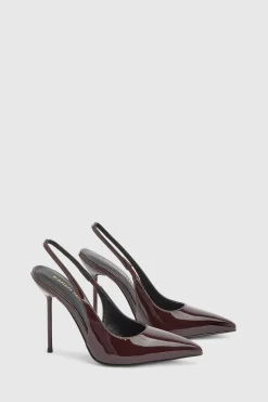Escarpin À Bride Arrière En Cuir Effet Croco Avec Talon