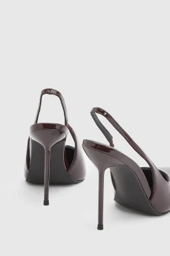 Escarpin À Bride Arrière En Cuir Effet Croco Avec Talon