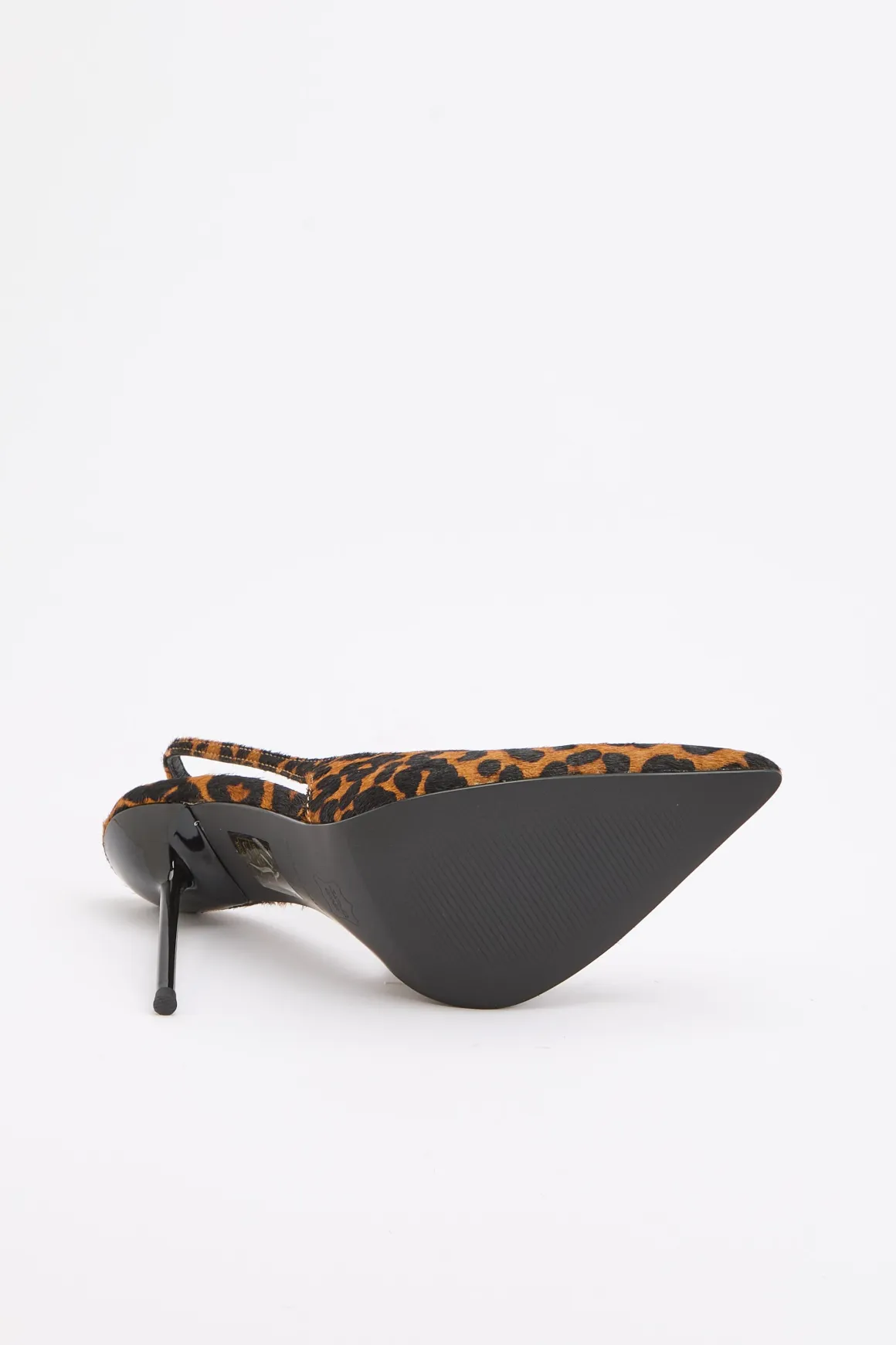 Escarpin À Bride Arrière En Cuir Imprimé Léopard Avec Talon