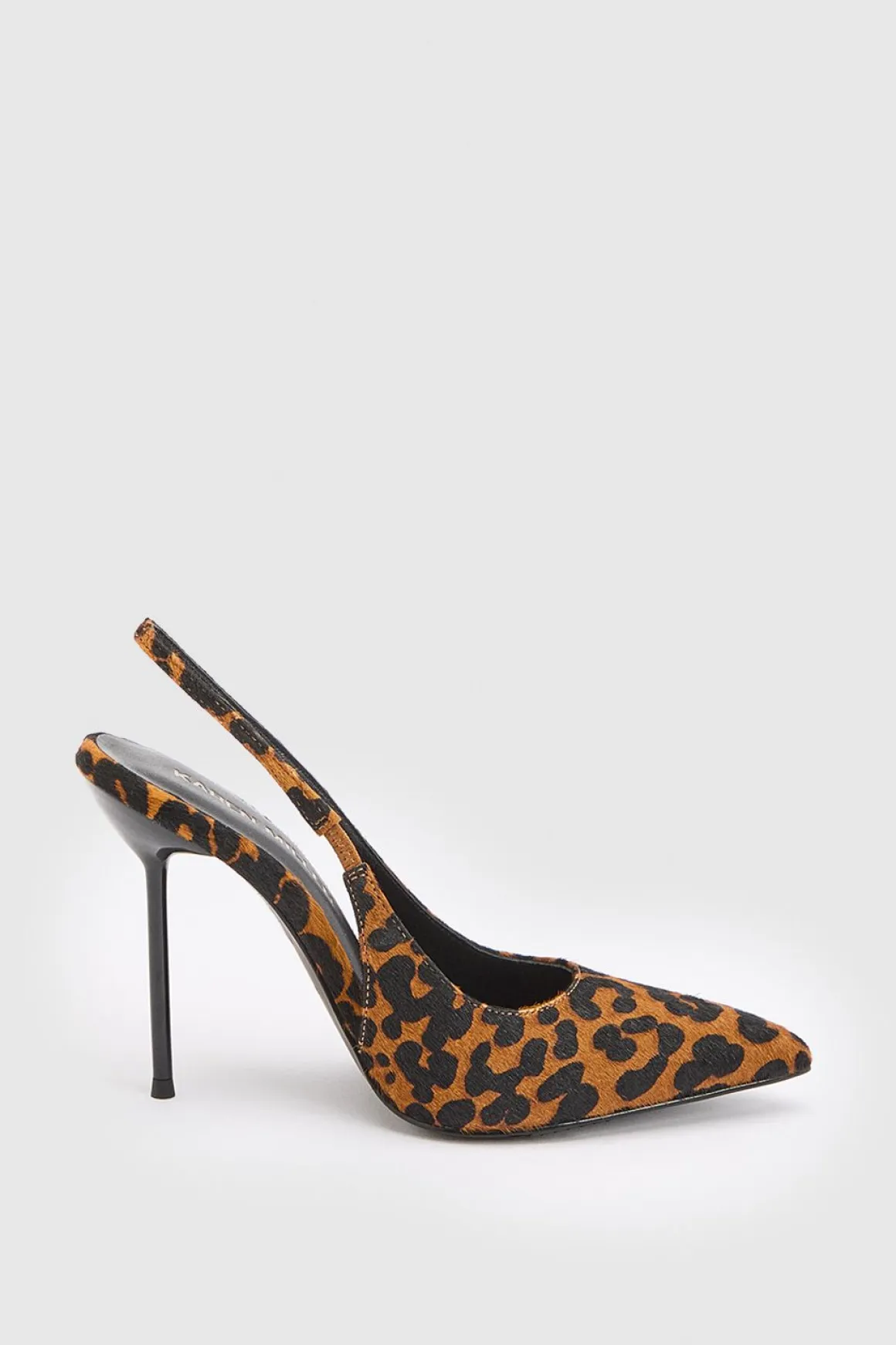 Escarpin À Bride Arrière En Cuir Imprimé Léopard Avec Talon