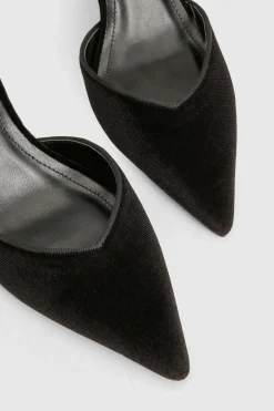 Escarpin court en velours à talon aiguille en 2 parties