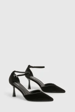 Escarpin court en velours à talon aiguille en 2 parties