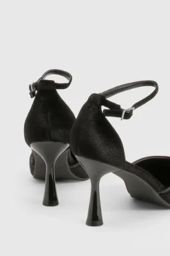 Escarpin court en velours à talon aiguille en 2 parties