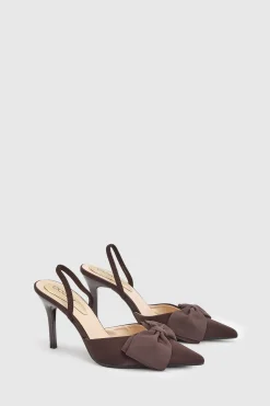 Escarpin Jasmin À Bride Arrière En Satin Avec Nœud Et Talon Aiguille Haut