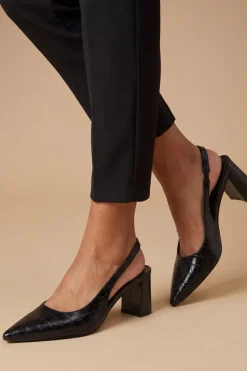 Escarpins Abigail À Bride Arrière Effet Croco Synthétique Et Talon Bloc