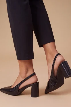 Escarpins Abigail À Bride Arrière Effet Croco Synthétique Et Talon Bloc