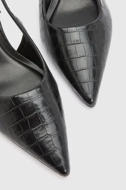 Escarpins Abigail À Bride Arrière Effet Croco Synthétique Et Talon Bloc