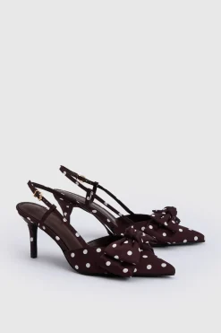 Escarpins À Bout Pointu Avec Bride Arrière Détail Nœud À Pois