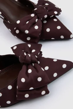 Escarpins À Bout Pointu Avec Bride Arrière Détail Nœud À Pois