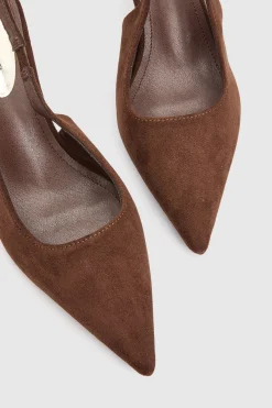 Oasis Escarpins À Bride Arrière Annabelle En Synthétique À Talon Aiguille Haut Et Bout Pointu< Looks Chocolat|Chaussures À Talons