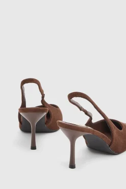 Oasis Escarpins À Bride Arrière Annabelle En Synthétique À Talon Aiguille Haut Et Bout Pointu< Looks Chocolat|Chaussures À Talons