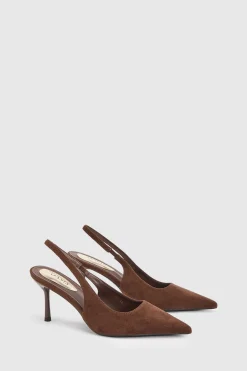 Oasis Escarpins À Bride Arrière Annabelle En Synthétique À Talon Aiguille Haut Et Bout Pointu< Looks Chocolat|Chaussures À Talons