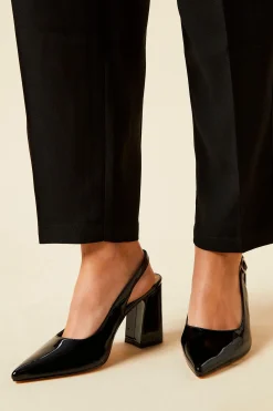 Dorothy Perkins Escarpins À Bride Arrière Ellens En Synthétiquecuir Verni À Bout Pointu Et Talon Bloc Haut - Coupe Large< Chaussures À Talons|Escarpins