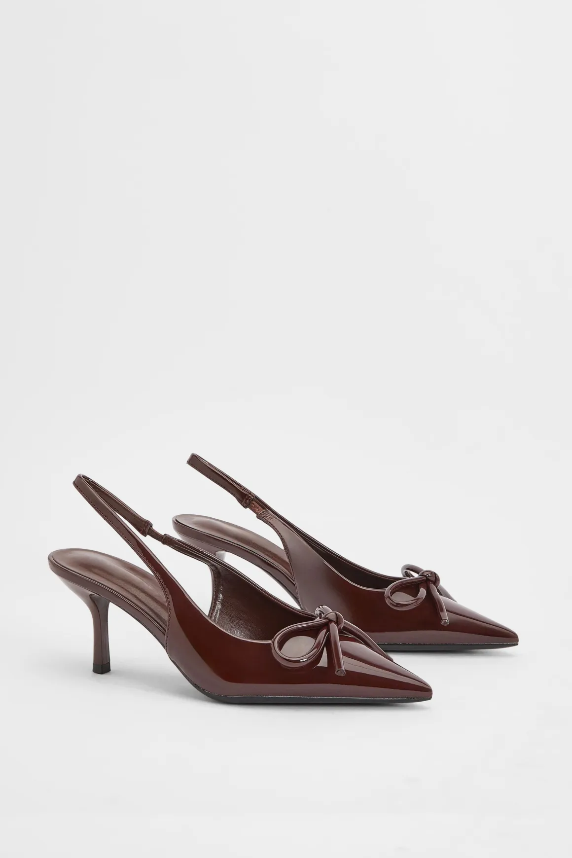 Escarpins À Bride Arrière En Cuir Verni Avec Détail Nœud