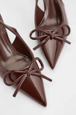 Escarpins À Bride Arrière En Cuir Verni Avec Détail Nœud