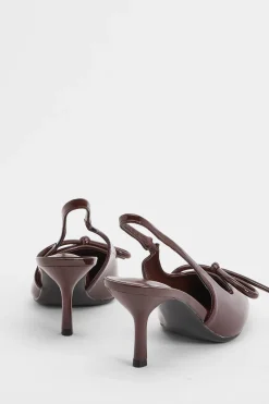 Escarpins À Bride Arrière En Cuir Verni Avec Détail Nœud