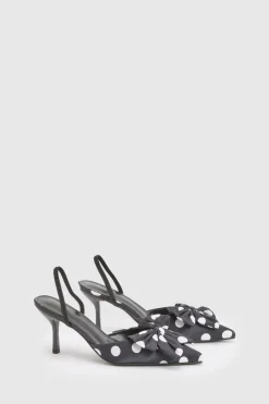 boohoo Escarpins À Bride Arrière En Satin À Pois< Pois|Satin Et Dentelle