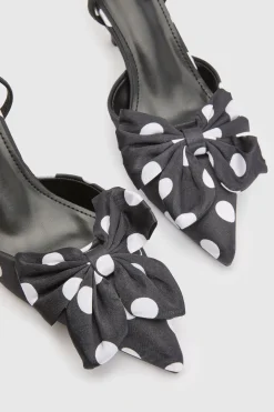 boohoo Escarpins À Bride Arrière En Satin À Pois< Pois|Satin Et Dentelle