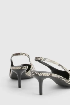 Escarpins à bride arrière à talon aiguille bas motif synthétique