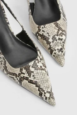Escarpins à bride arrière à talon aiguille bas motif synthétique
