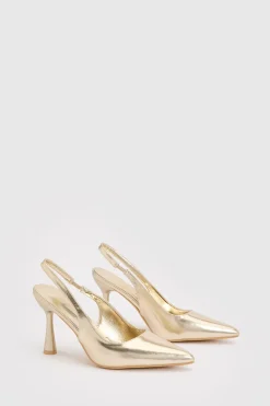 boohoo Escarpins À Bride Arrière À Talon Évasé Métallisé< Chaussures Festives|Chaussures À Talons