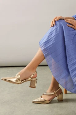 Wallis Escarpins à Bride Asymétrique et Talon Bloc Bout Pointu Eve Coupe Large< Chaussures À Talons|Chaussures Dorées
