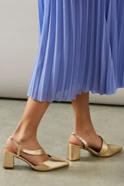 Wallis Escarpins à Bride Asymétrique et Talon Bloc Bout Pointu Eve Coupe Large< Chaussures À Talons|Chaussures Dorées