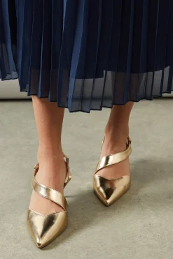 Wallis Escarpins à Bride Asymétrique Evelyn Coupe Large avec Petit Talon< Chaussures À Talons|Chaussures Dorées