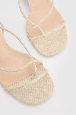 Escarpins À Brides En Lin Avec Détails Perlés