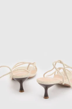 Escarpins À Brides En Lin Avec Détails Perlés