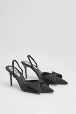 Escarpins Charlotte À Bride Arrière Et Talon Avec Détail Nœud En Satin