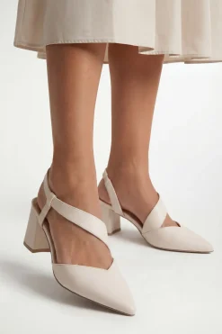 Escarpins Chaussettes À Bout Pointu Avec Bride Asymétrique Et Talon Bloc Confort Coupe Large Eve