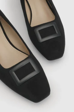 Escarpins Danny En Synthétique À Bout Carré Avec Boucle Recouverte Et Talon Bloc Moyen