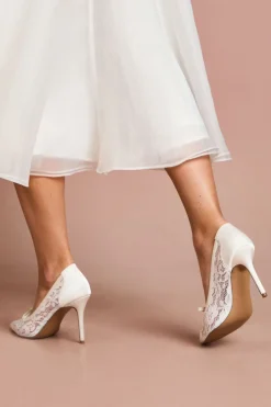 Coast Escarpins de Mariée Alexis à Bride Arrière avec Détail Nœud en Dentelle et Talon Aiguille< Chaussures À Talons|Satin Et Dentelle