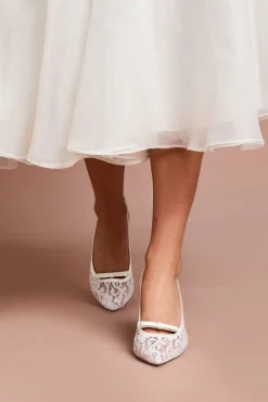 Coast Escarpins de Mariée Alexis à Bride Arrière avec Détail Nœud en Dentelle et Talon Aiguille< Chaussures À Talons|Satin Et Dentelle
