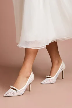 Coast Escarpins de Mariée Alexis à Bride Arrière avec Détail Nœud en Dentelle et Talon Aiguille< Chaussures À Talons|Satin Et Dentelle