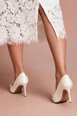 Escarpins de Mariée Charlotte en Satin avec Nœud Détail Talon Haut Stiletto